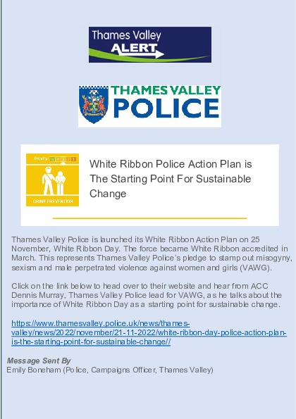 White Ribbon Police Action Plan is The Starting Point For Sustainable Change