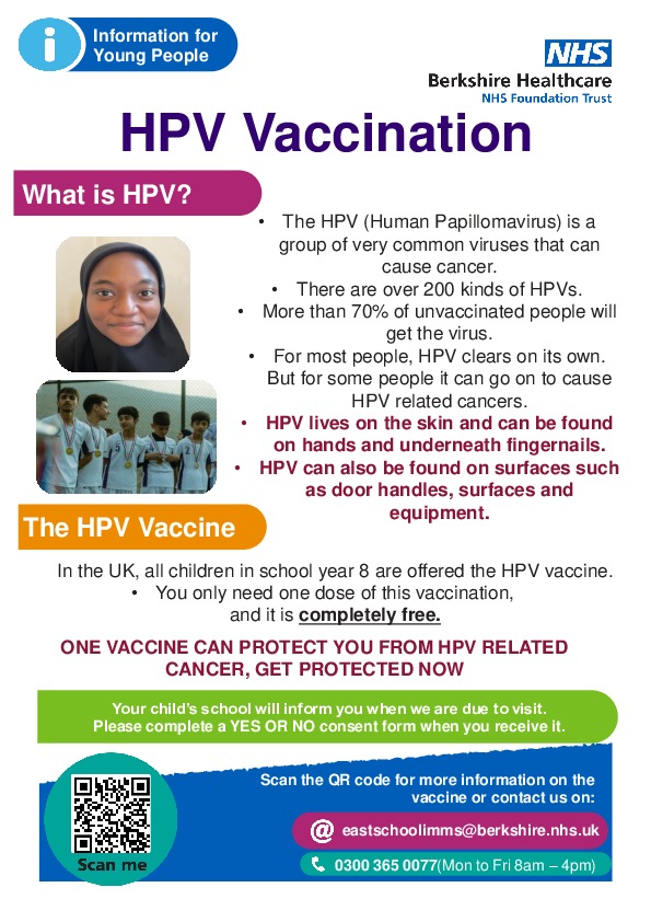 HPV poster 2025 for young people East