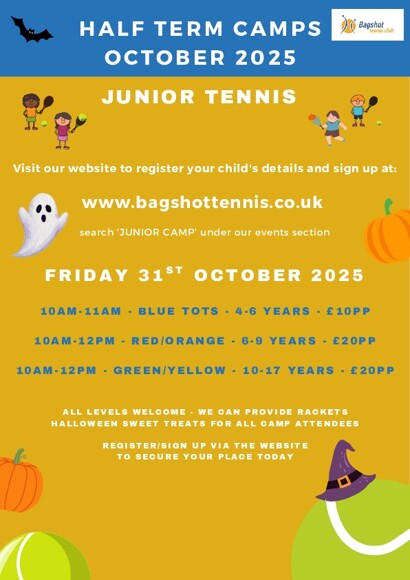 Bagshot Tennis Club   Junior Holiday Camp   Oct Half Term 2025