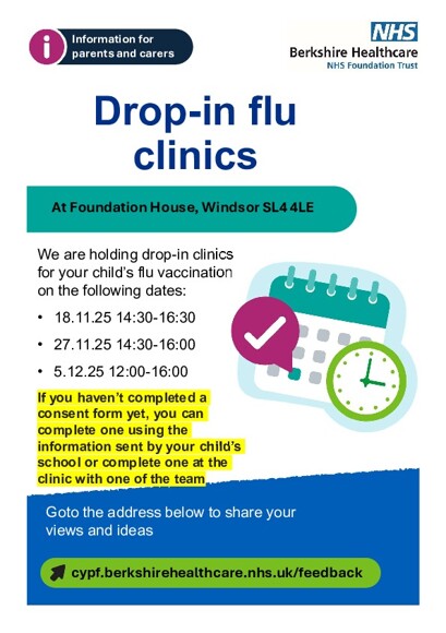 Drop in flu clinic poster